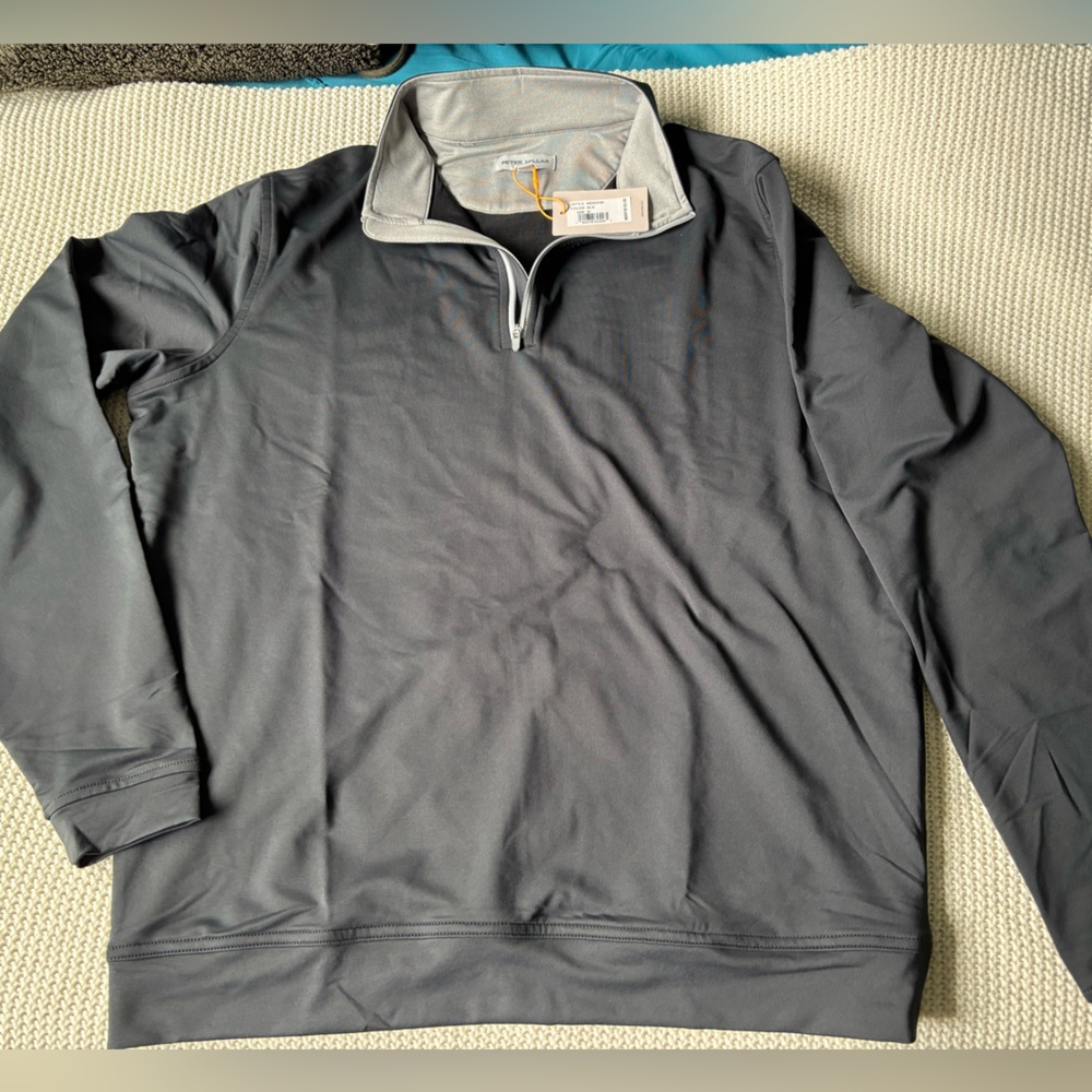 Mens Gray Long Sleeve 1/4 zip Athletic Top